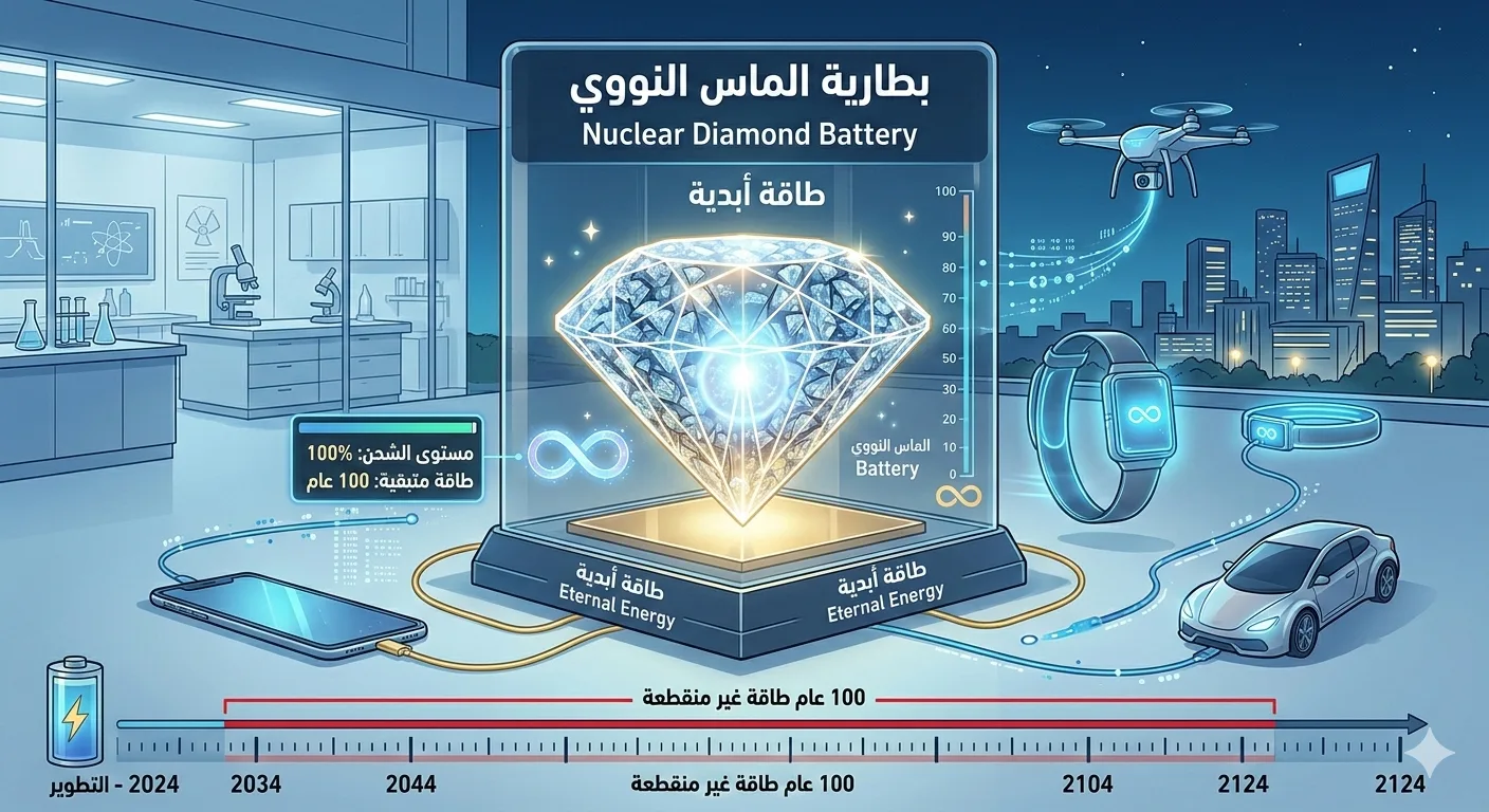 ثورة الطاقة الأبدية: تطوير بطاريات "الماس النووي" التي تدوم لـ 100 عام دون الحاجة للشحن